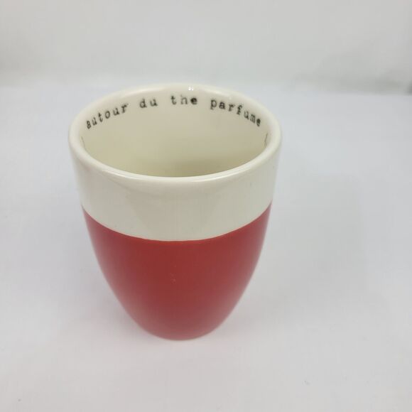 Maisons du Monde Tea Mug Cup & Bowl Set Red & Tan Invitation to Travel NWT - Picture 9 of 10